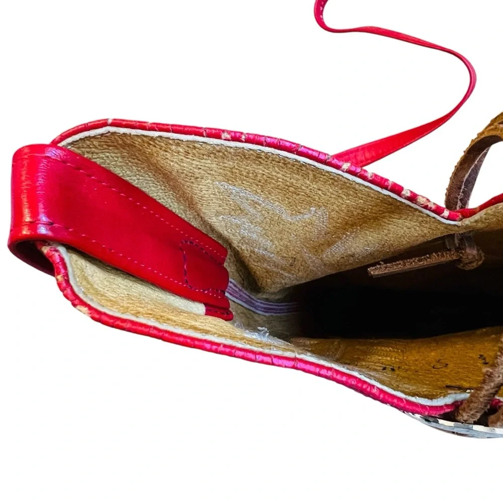 Vintage Women’s 80s Red Leather Cowboy Boot Shoulder Crossbody Bag Western - Picture 10 of 10